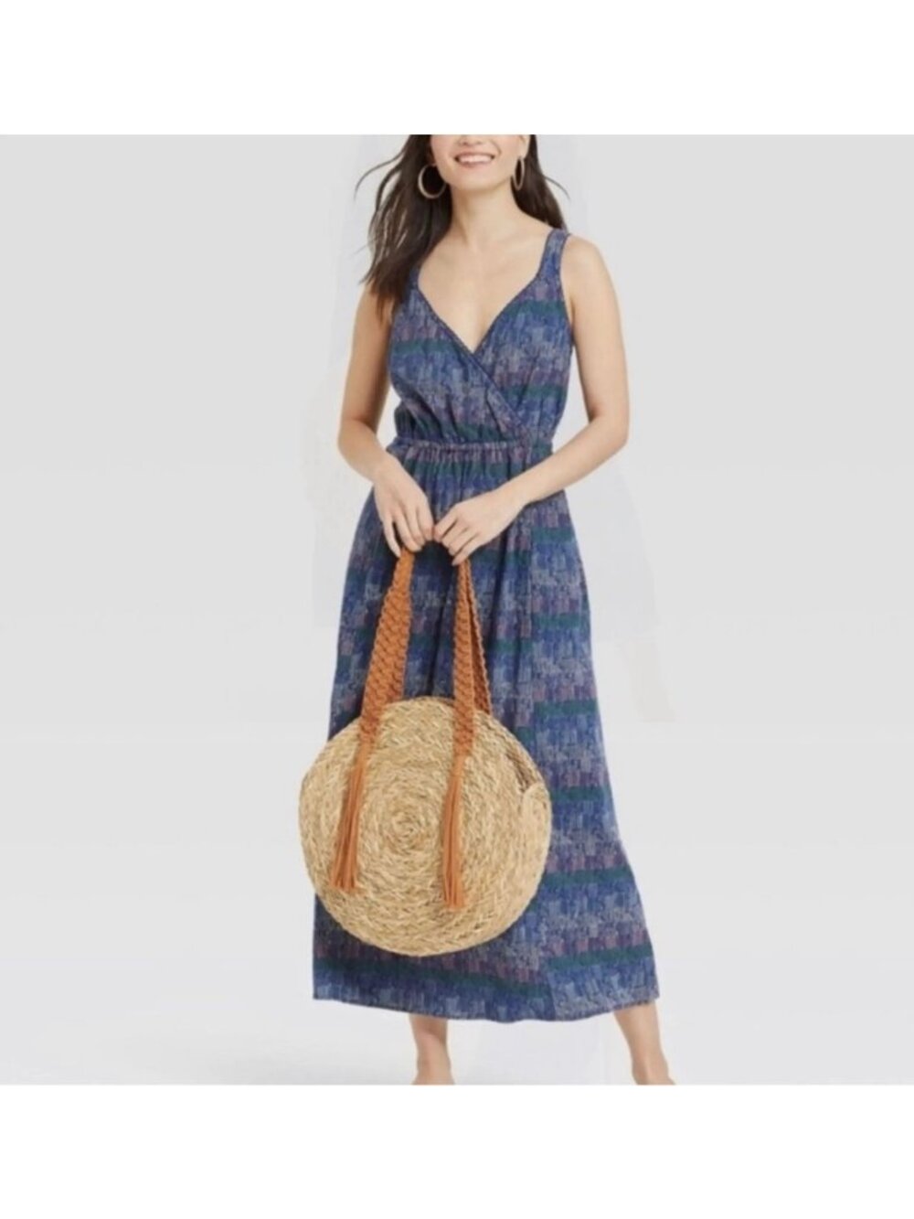 Universal Thread Maxi Dress XS Printed Sleeveless Purple Green Summer Beach Wear